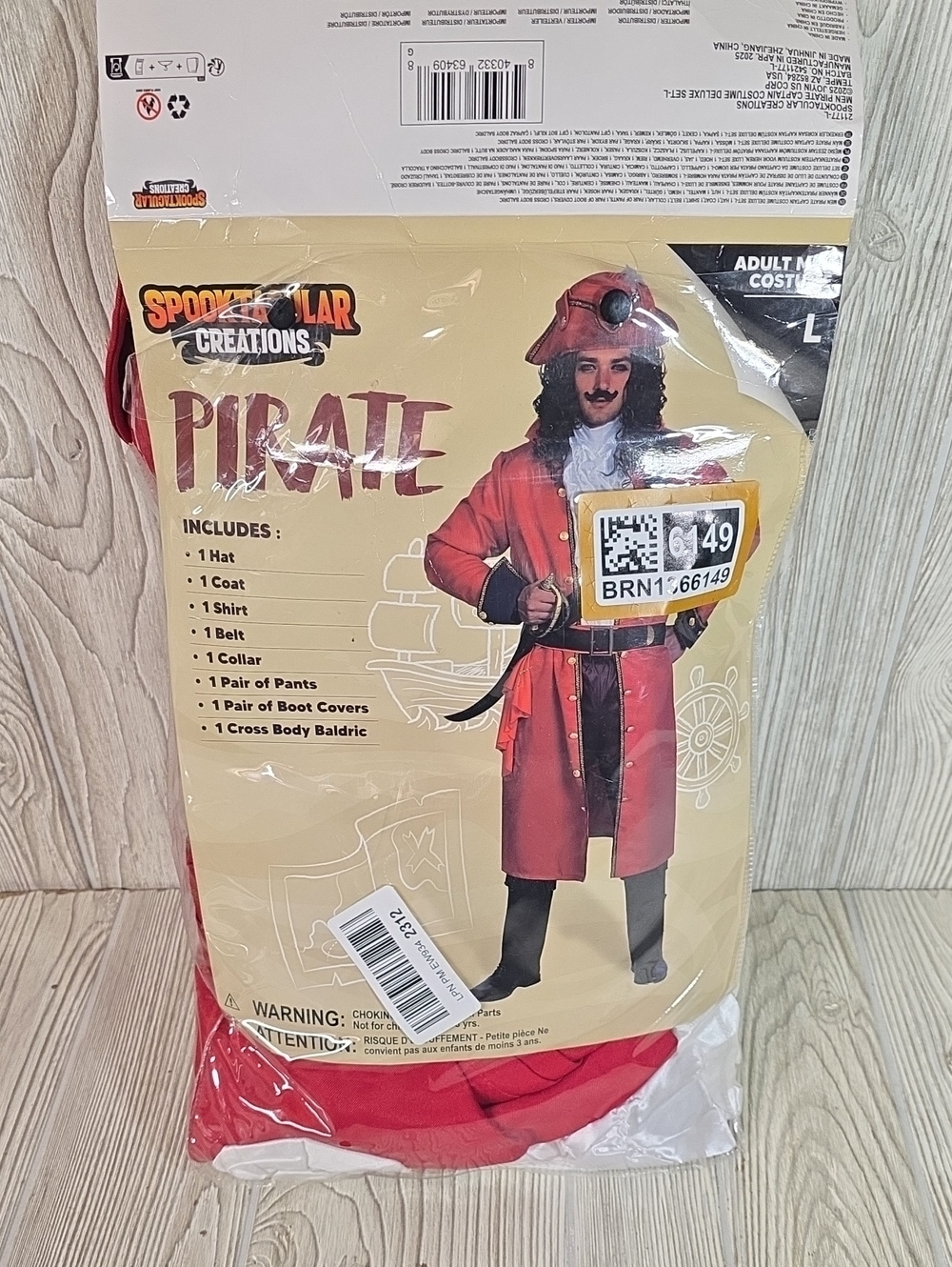 Spooktacular Creations Men's Pirate Captain Costume Set Adult Size Large
